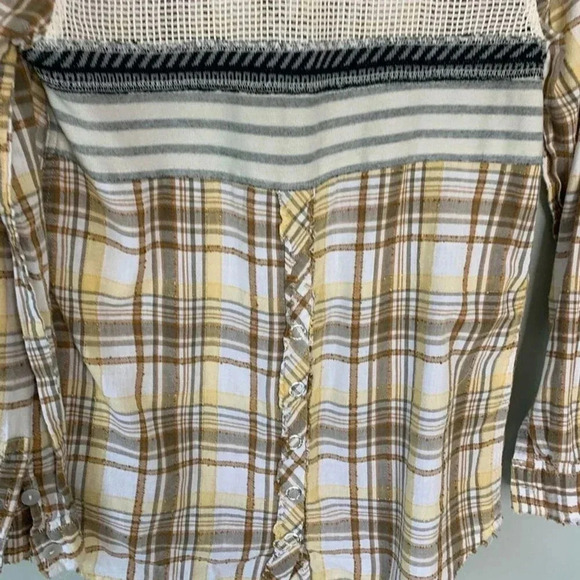 Free People Plaid western boho Button Down Size SP - Picture 5 of 8
